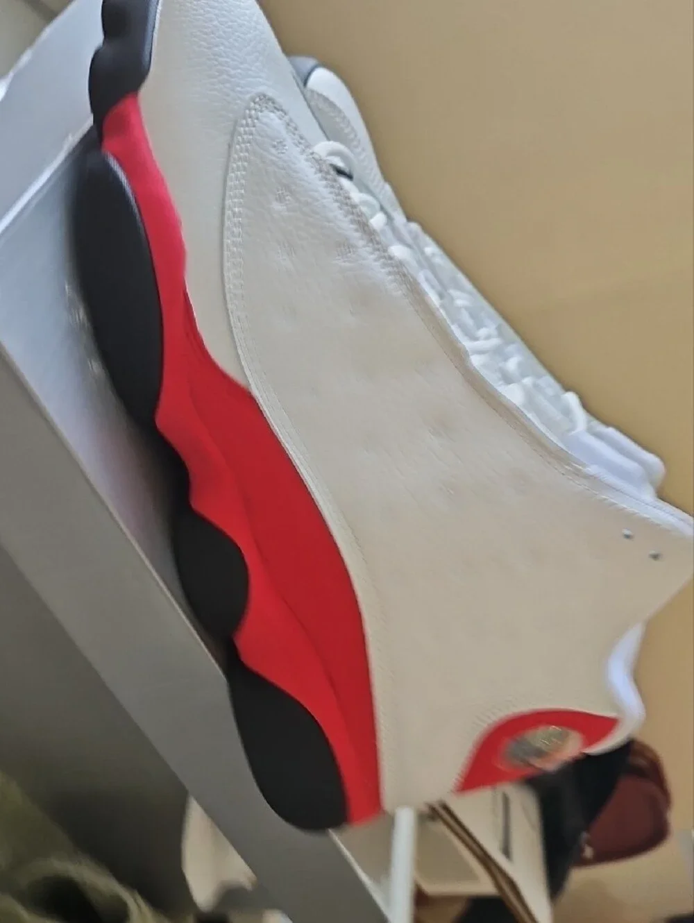 Men's White and Red Leather Basketball Sneakers